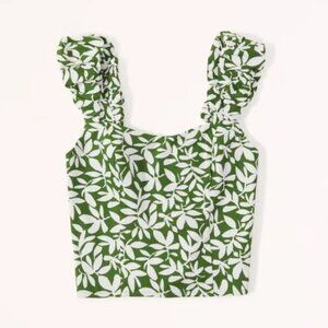 NWT Abercrombie & Fitch Green Leaf Poplin Tank Top Medium